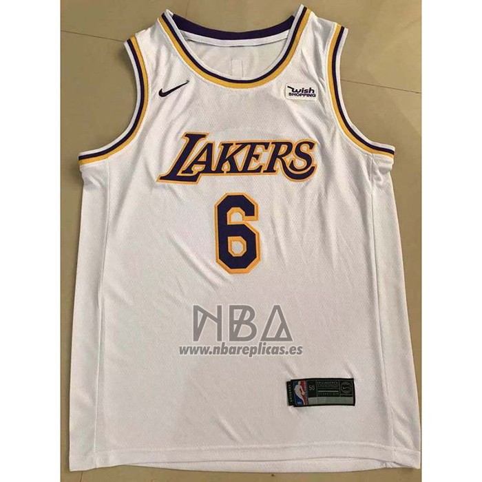 Camiseta Los Angeles Lakers LeBron James NO 6 Association 2021-22 Blanco